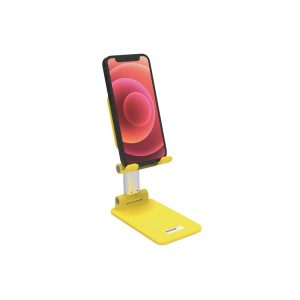 PANTONE Desktop Halterung Mobilgeraete gelb   Universeller und rutschfester Halterungskopf    für Smartphones und Tablets bis zu 12''   Robuster Sockel und stabiler Ständer