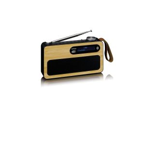 Lenco PDR-040BAMBOOWH Tragbares DAB+ / FM-Radio aus echtem Bambusholz (Lithium-Akku