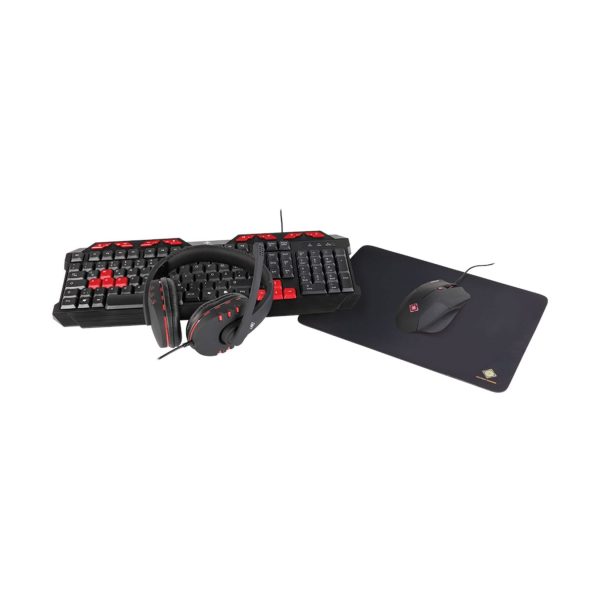 DELTACO GAMING 4-in-1-Gaming-Kit Kopfhörer Tastatur Maus Mauspad (Deutsches Layout)