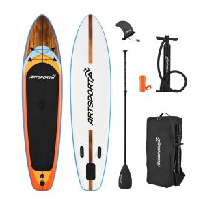 ArtSport Stand Up Paddle Board Beach Rocker – Aufblasbares SUP Board Set bis 150 kg - Weiß & Bunt