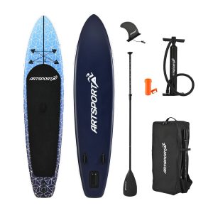 ArtSport Stand Up Paddle Board Deep Ocean – Aufblasbares SUP Board Set bis 150 kg - Blau-Weiß