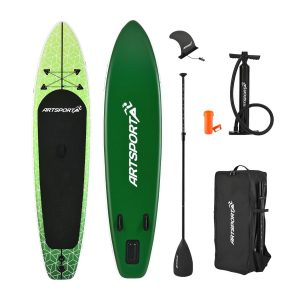 ArtSport Stand Up Paddle Board Green Killer – Aufblasbares SUP Board Set bis 150 kg - Grün-Weiß