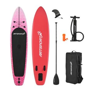 ArtSport Stand Up Paddle Board Pink Blizzard – Aufblasbares SUP Board Set bis 150 kg - Pink-Weiß