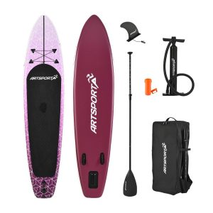 ArtSport Stand Up Paddle Board Purple Rain – Aufblasbares SUP Board Set bis 150 kg - Lila-Weiß