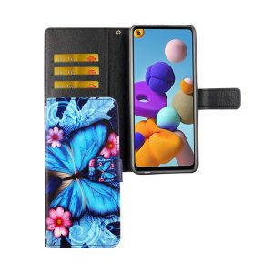 Handyhülle für Samsung Galaxy A21s Schutztasche Wallet Cover 360 Case Etuis Blau