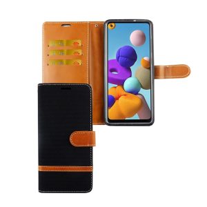 Handyhülle für Samsung Galaxy A21s Schutztasche Wallet Cover 360 Case Schwarz