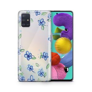 Schutzhülle für Samsung Galaxy S21 Ultra Motiv Handy Hülle Silikon Case Cover... Blumen Blau