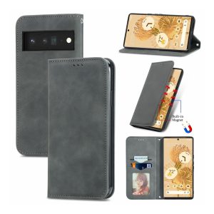 Handyhülle für Google Pixel 6 Schutztasche Wallet Schutzcover Case Etuis Tasche... Grau