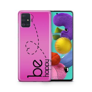 Schutzhülle für Samsung Galaxy A03S Motiv Handy Hülle Silikon Tasche Case Cover... Be Happy Pink