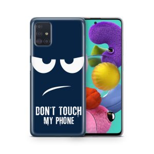 Schutzhülle für Samsung Galaxy A03S Motiv Handy Hülle Silikon Tasche Case Cover... Dont Touch My Phone Blau
