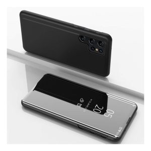 Handyhülle für Samsung Galaxy S22 Ultra 5G Schutzcase Klapptasche Mirror Cover... Schwarz