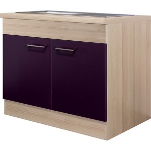 Flex-Well Spülenunterschrank Focus/Aubergine 100 cm