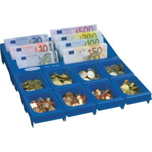 Rottner Cash Notes Geldzählbrett mit 7 Geldschein- und 8 Münzfächern blau
