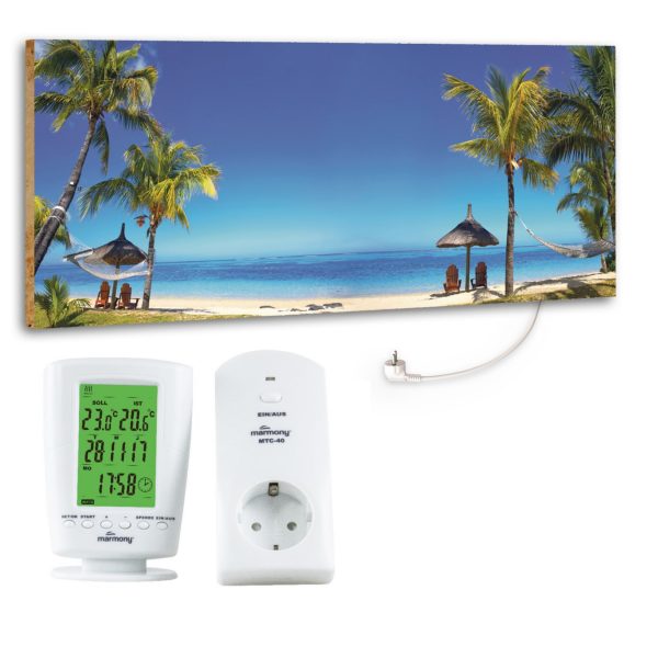 Marmony 800W Infrarot-Heizung Motiv "Beach" mit Thermostat MTC-40