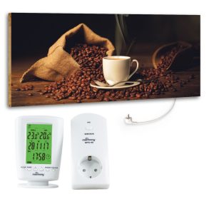 Marmony 800W Infrarot-Heizung Motiv "Coffeetime" mit Thermostat MTC-40