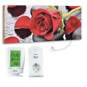 Marmony 800W Infrarot-Heizung Motiv "Red Rose" mit Thermostat MTC-40