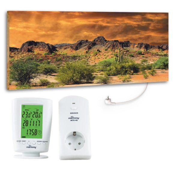 Marmony 800W Infrarot-Heizung Motiv "Adventure Rocks" mit Thermostat MTC-40