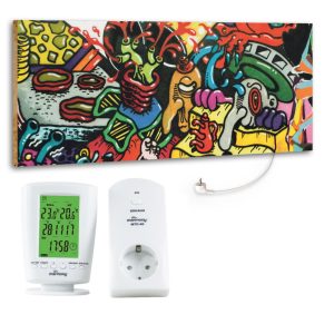 Marmony 800W Infrarot-Heizung Motiv "Graffiti" mit Thermostat MTC-40