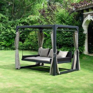 Home Deluxe Pavillon Provence mit Bett in Rattan-Optik