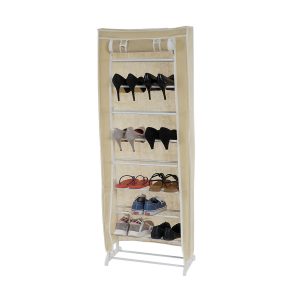 Schuhschrank Campingschrank Faltschrank Stoff 140x52x18cm creme