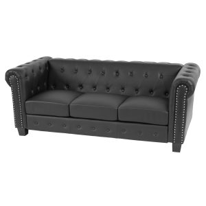 Luxus 3er Sofa Loungesofa Couch Chesterfield Edinburgh Kunstleder ~ eckige Füße