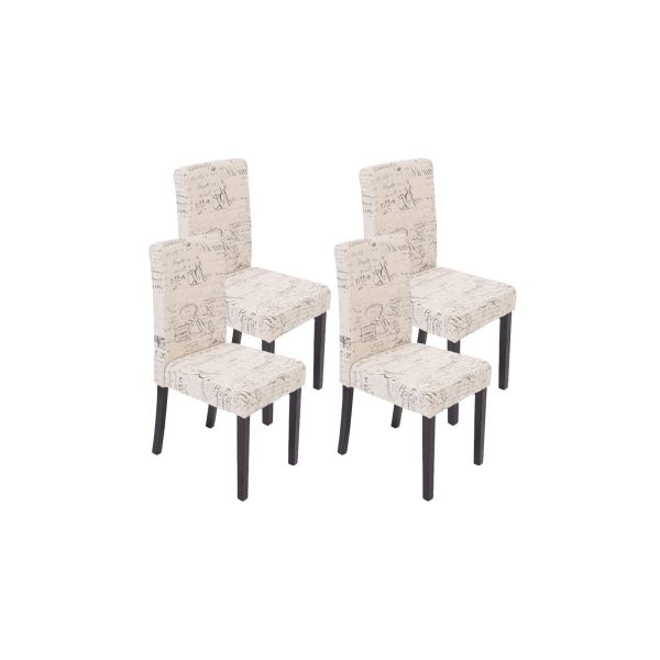 4x Esszimmerstuhl Stuhl Küchenstuhl Littau ~ Textil mit Schriftzug
