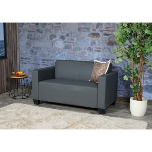 2er Sofa Couch Moncalieri Loungesofa Kunstleder ~ dunkelgrau