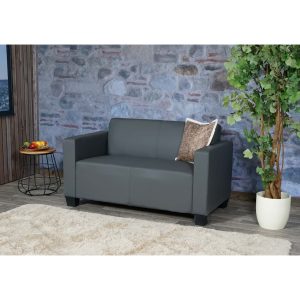 2er Sofa Couch Moncalieri Loungesofa Kunstleder ~ dunkelgrau