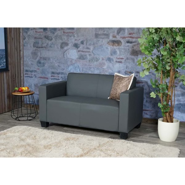 2er Sofa Couch Moncalieri Loungesofa Kunstleder ~ dunkelgrau