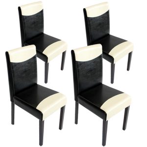 4x Esszimmerstuhl Stuhl Küchenstuhl Littau ~ schwarz-weiß