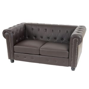 Luxus 2er Sofa Loungesofa Couch Chesterfield Edinburgh Kunstleder ~ runde Füße