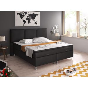 Inter Handels Boxspringbett Oslo mit Bettkasten 180x200 cm Kunstleder schwarz