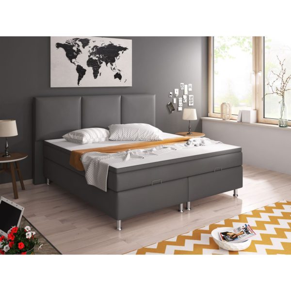 Inter Handels Boxspringbett Oslo mit Bettkasten 180x200 cm Kunstleder anthrazit