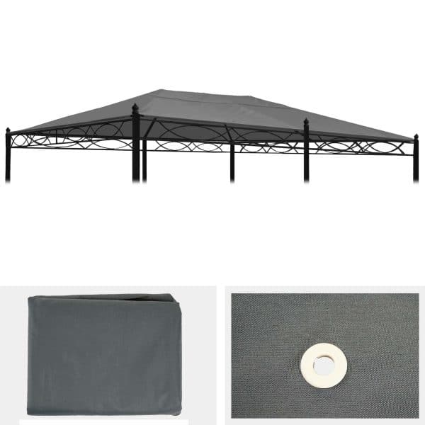 Ersatzbezug für Dach Pergola Pavillon Calpe 5x3m ~ grau