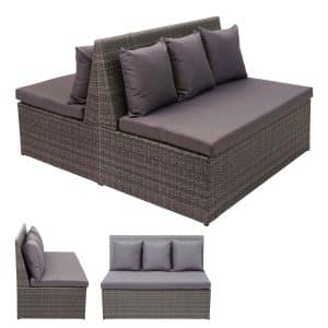 2x Poly-Rattan 2er Sofa MCW-G16