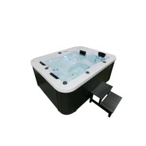 Home Deluxe Outdoor-Whirlpool White Marble ohne Treppe und Thermoabdeckung