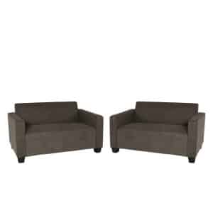 Sofa-Garnitur Couch-Garnitur 2x 2er Sofa Moncalieri Stoff/Textil ~ braun