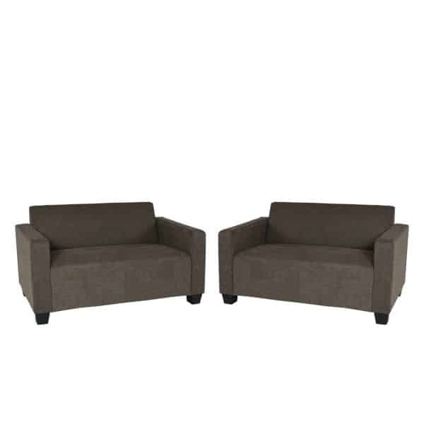 Sofa-Garnitur Couch-Garnitur 2x 2er Sofa Moncalieri Stoff/Textil ~ braun