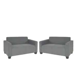 Sofa-Garnitur Couch-Garnitur 2x 2er Sofa Moncalieri Stoff/Textil ~ grau