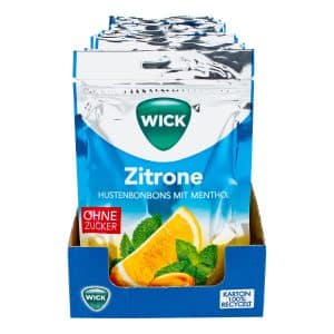 WICK Hustenbonbons Zitrone mit Menthol ohne Zucker 72 g