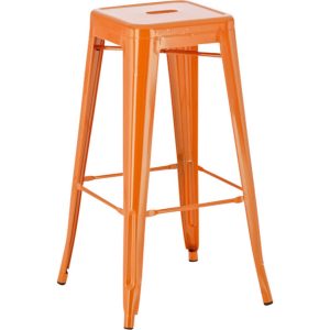 CLP Metall-Barhocker JOSHUA mit Fußstütze I Stapelbarer Tresenhocker mit einer Sitzhöhe von: 77 cm I In verschiedenen Farben erhältlich... orange