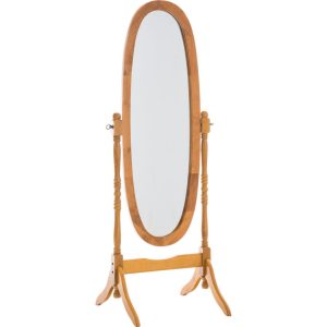 CLP Holz-Standspiegel Cora I Ovaler freistehender Spiegel im Landhausstil I Neigbarer Ganzkörperspiegel mit Holzgestell I Größe 150 x 60 cm... eiche