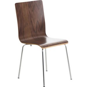 CLP Wartezimmerstuhl PEPE mit ergonomisch geformten Holzsitz und Metallgestell I Konferenzstuhl I In verschiedenen Farben erhältlich... walnuss