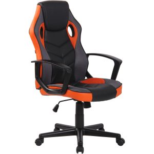 CLP Bürostuhl Glendale I Mit Kunstlederbezug Und Leichtlaufrollen   Schreibtischstuhl Mit Lehne   Höhenverstellbarer Ergonomischer Bürosessel... schwarz/orange