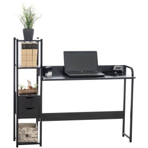 CLP Schreibtisch Widnes I Bürotisch Mit Regal Und Stauraum I Computertisch Mit Schubladen I Laptoptisch Im Industrial Look... schwarz/schwarz