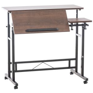 CLP Schreibtisch Telford I Neigbarer Computertisch Aus Metall I Laptoptisch Im Industrial Look... walnuss/schwarz