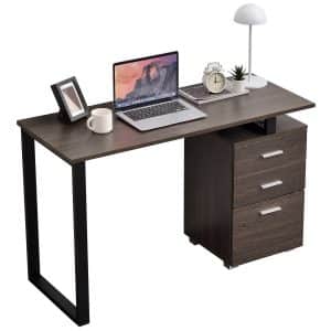 CLP Schreibtisch Stockton I Bürotisch Mit Stauraum I Computertisch Mit Schubladen I Laptoptisch mit Container... braun