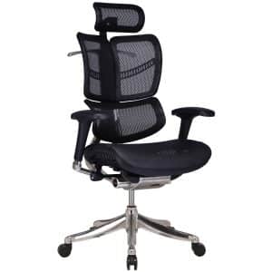 CLP Bürostuhl Norfolk Ergonomic I Ergonomischer Schreibtischstuhl I Kopfstütze... schwarz