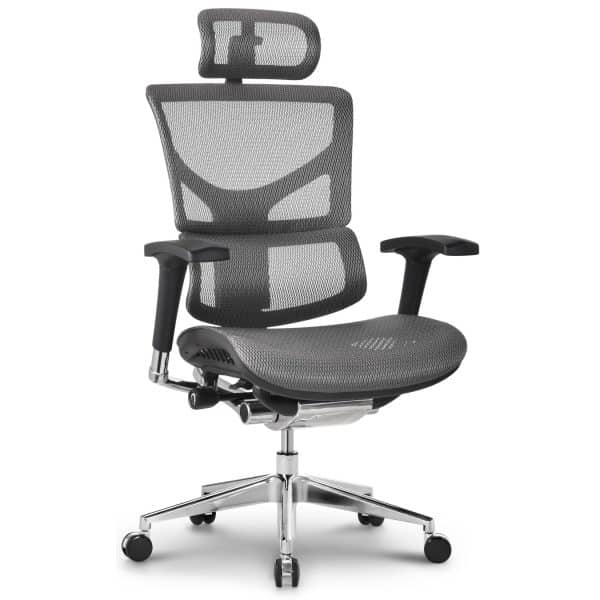 CLP Bürostuhl Spokane Ergonomic I Ergonomischer Schreibtischstuhl I Kopfstütze... grau