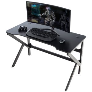 CLP Gaming-Tisch Lewiston I Schreibtisch Mit LED-Beleuchtung I Carbon-Optik... rot